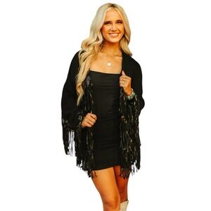 Two Fly Black Fringe Cardigan NWT Size 2X/3X